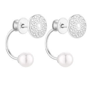 Srebrne kolczyki medaliony z perłami SWAROVSKI® CRYSTAL SOTHO