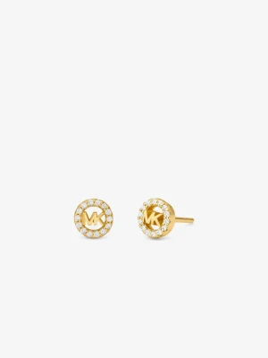 Srebrne kolczyki sztyfty Fulton pokryte metalem szlachetnym z logo w stylu pavé Michael Kors ZŁOTY (Złoty)
