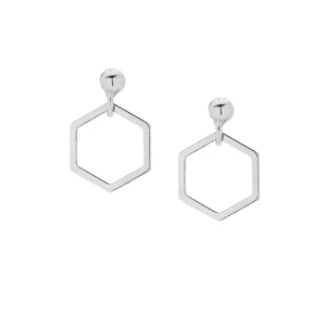 Srebrne kolczyki wiszące sześciokąty SOTHO
