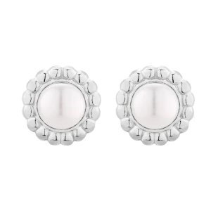 Srebrne kolczyki z białą perłą SWAROVSKI® CRYSTAL SOTHO