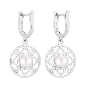 Srebrne kolczyki z białą perłą SWAROVSKI® CRYSTAL SOTHO