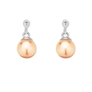 Srebrne kolczyki z łososiową perłą SWAROVSKI® CRYSTAL SOTHO