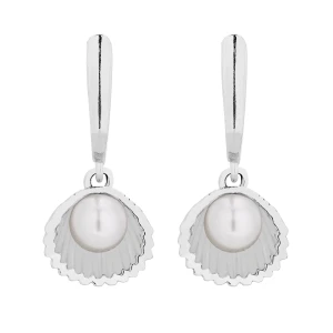 Srebrne kolczyki z muszelkami i perłą SWAROVSKI® CRYSTAL SOTHO