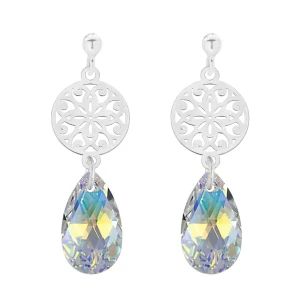Srebrne kolczyki z rozetą i kryształem SWAROVSKI® CRYSTAL SOTHO