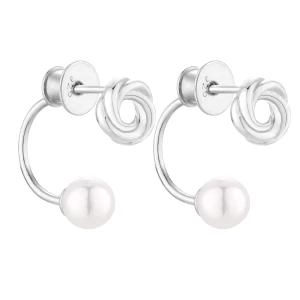 Srebrne kolczyki z węzełkami i perłami SWAROVSKI® CRYSTAL SOTHO