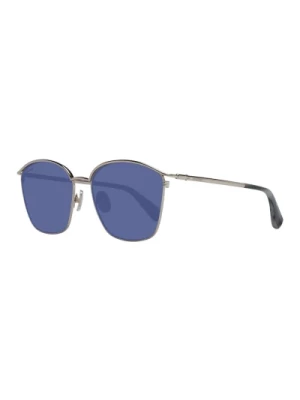 Srebrne Kwadratowe Okulary Przeciwsłoneczne z Niebieskimi Soczewkami Max Mara