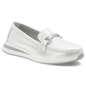 Srebrne Mokasyny S.Barski Eleganckie Wsuwane Obuwie Damskie