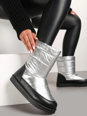 Zdjęcie produktu Srebrne Płaskie Śniegowce z Pikowaną Cholewką Kariti