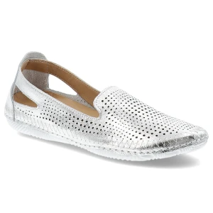 Srebrne Półbuty Artiker Wsuwane Obuwie Damskie