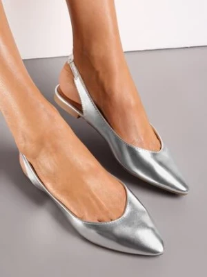 Srebrne Pudrowe Sandały Slingback z Noskiem w Szpic Arrilla vices