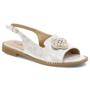 Srebrne Sandały S.Barski Eleganckie Obuwie Damskie Na Płaskiej Podeszwie