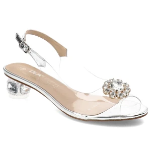 Zdjęcie produktu Srebrne Sandały S.Barski Eleganckie Obuwie Damskie Z Broszką