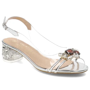 Srebrne Sandały S.Barski Transparentne Obuwie Damskie