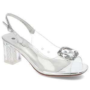 Srebrne Sandały Sca'viola Damskie Buty Na Obcasie