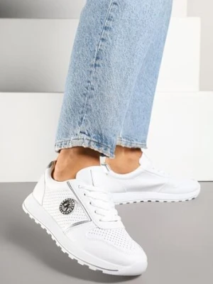 Srebrne Sneakersy Perforowane z Metaliczną Aplikacją Evinoriella potocki
