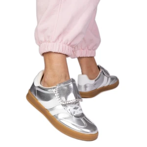 Srebrne sneakersy trampki damskie sportowe srebrny Inna marka