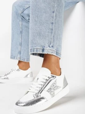 Srebrne Sneakersy z Brokatową Gwiazdką Tileva