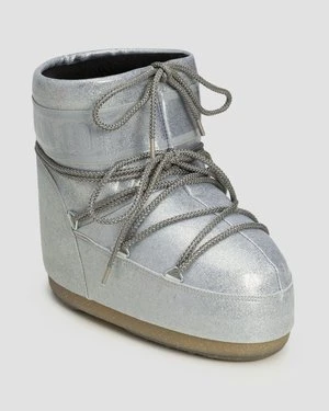 Srebrne śniegowce Damskie Moon Boot Icon Low Glitter