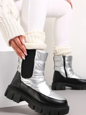 Srebrne Śniegowce Pikowane z Elastyczną Wstawką Erdrigu