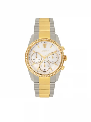 Srebrno-złoty zegarek z kryształkami Kazar