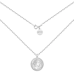 Srebrny masywny łańcuszek z dużą monetą : Długość - 45 cm SOTHO