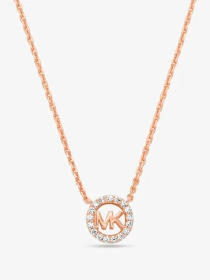Srebrny naszyjnik Fulton pokryty metalem szlachetnym z zawieszką z logo w stylu pavé Michael Kors ROSE GOLD (Różowozłoty)