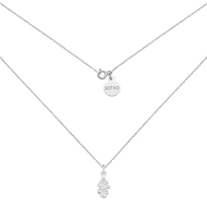 Srebrny naszyjnik z liściem : Długość - 60 cm SOTHO