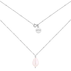 Srebrny naszyjnik z naturalną perłą : Długość - 40 cm SOTHO