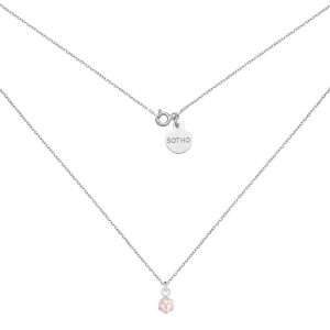 Srebrny naszyjnik z opalizującym kryształkiem SWAROVSKI® CRYSTAL : Długość - 38 cm SOTHO