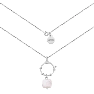 Srebrny naszyjnik z ozdobnym zapięciem i naturalną perłą : Długość - 40cm SOTHO