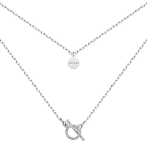Srebrny naszyjnik z ozdobnym zapięciem z kryształkami SWAROVSKI® CRYSTAL : Długość - 50cm SOTHO