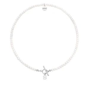 Srebrny naszyjnik z pereł naturalnych z literką : Długość - 40cm, LiTERKI - O SOTHO