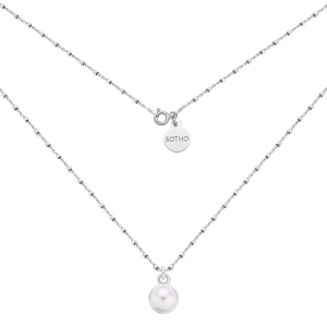 Srebrny naszyjnik z perłą SWAROVSKI® CRYSTAL : Długość - 45 cm SOTHO