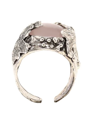 Srebrny Pierścień Liście Ginko Kamień Axum