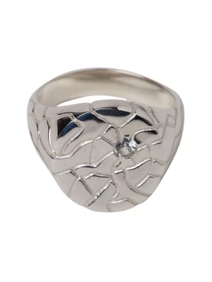 Srebrny Pierścień Sygnet z Kamieniem i Grawerowaniem Octi