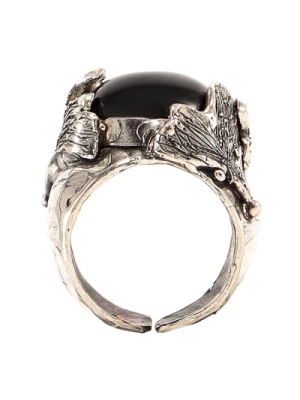 Srebrny Pierścień z Liśćmi Ginko Axum