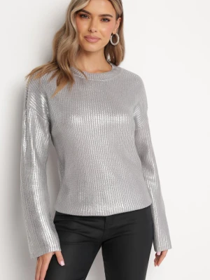 Srebrny Połyskujący Sweter Zerinna Rosa
