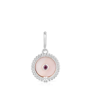 Srebrny Wisiorek Medalionowy Z Masą Perłową, Rodolitem I Motywem Misia Z Kolekcji Medallions - Tous