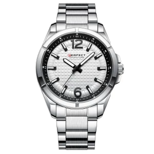 Srebrny zegarek męski bransoleta duży solidny Perfect M118 szary, srebrny Merg