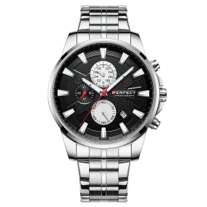 Srebrny zegarek męski bransoleta duży solidny Perfect M503 szary, srebrny Merg