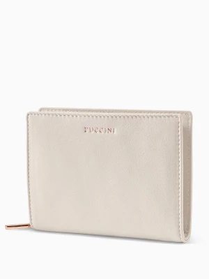 Średni damski portfel skórzany zapinany na zamek beżowy Puccini