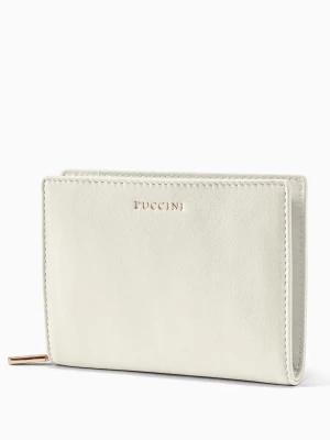 Średni damski portfel skórzany zapinany na zamek biały Puccini