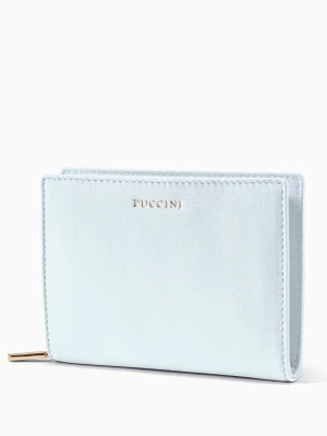 Średni damski portfel skórzany zapinany na zamek niebieski Puccini