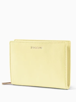 Średni damski portfel skórzany zapinany na zamek żółty Puccini