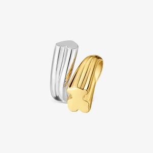 Średni Dwukolorowy Pierścionek Z Motywami Misia I Serca Tous 1950 - Tous Rozmiar