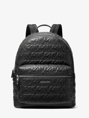 Średni okrągły plecak Hudson z wytłoczonym logo Michael Kors CZARNY (Czarny)