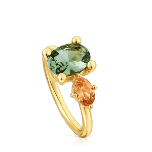 Średni Pierścionek Tous Color Lgg Ze Srebra Pokrytego Złotem 18-Karatowym I Z Laboratoryjnie Hodowanym Spinelem I Cytrynem - Tous