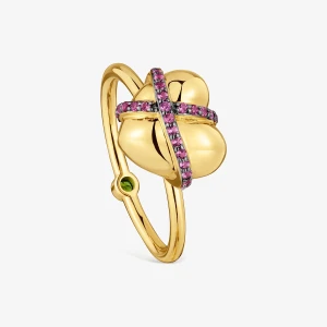 Średni Pierścionek Z Sercem Ze Srebra Pokrytego 18-Karatowym Złotem, Z Rodolitem Lligat - Tous