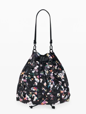 Średni plecak z plecionką i kwiatami Desigual