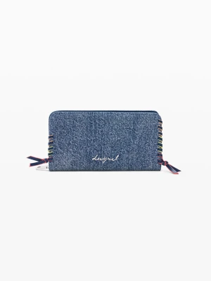Średni portfel denim z sercem Desigual niebieski